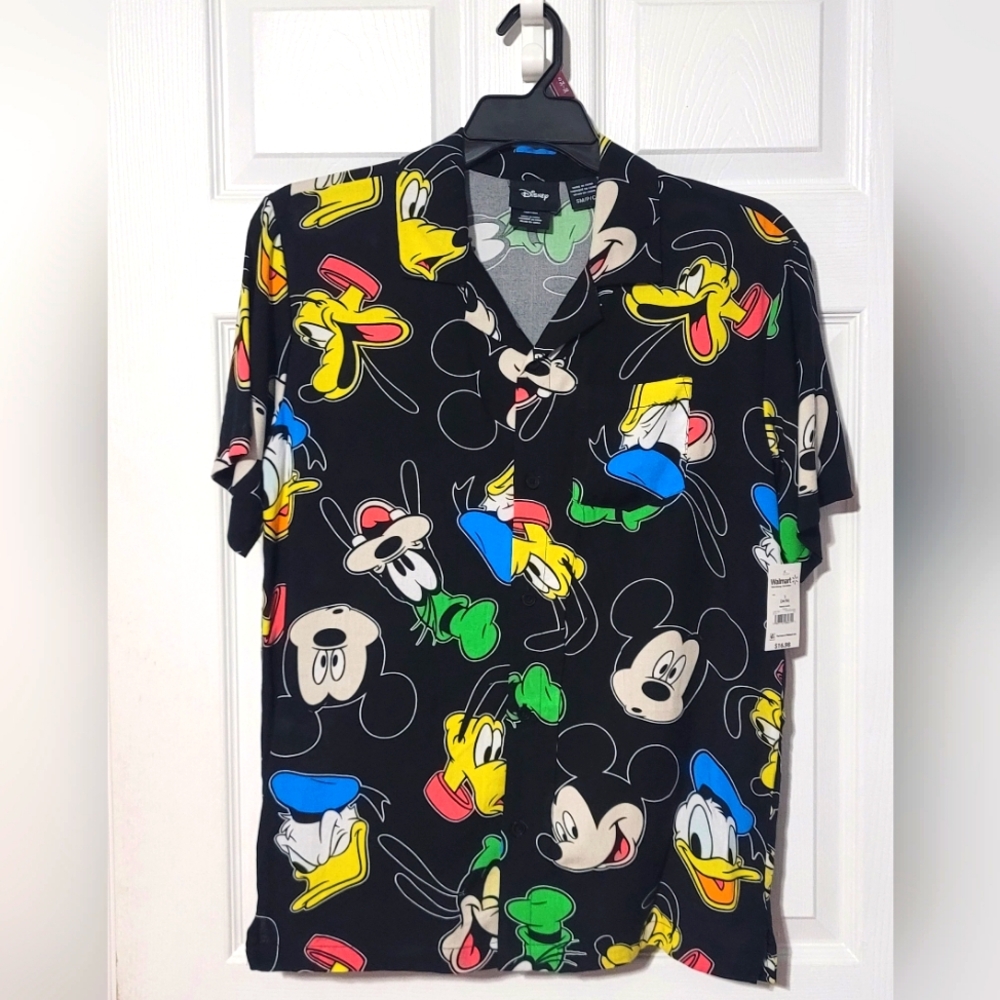 Mens Disney button up dress shirt; Mickey Mouse; size Small; New with tags